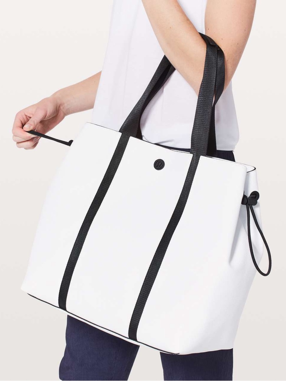 lululemon athletica White and Black Tote